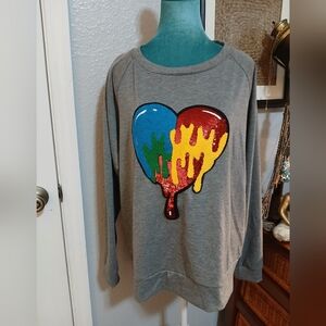 Nwt Melissa Masse Graphic Heart Sweatshirt XL